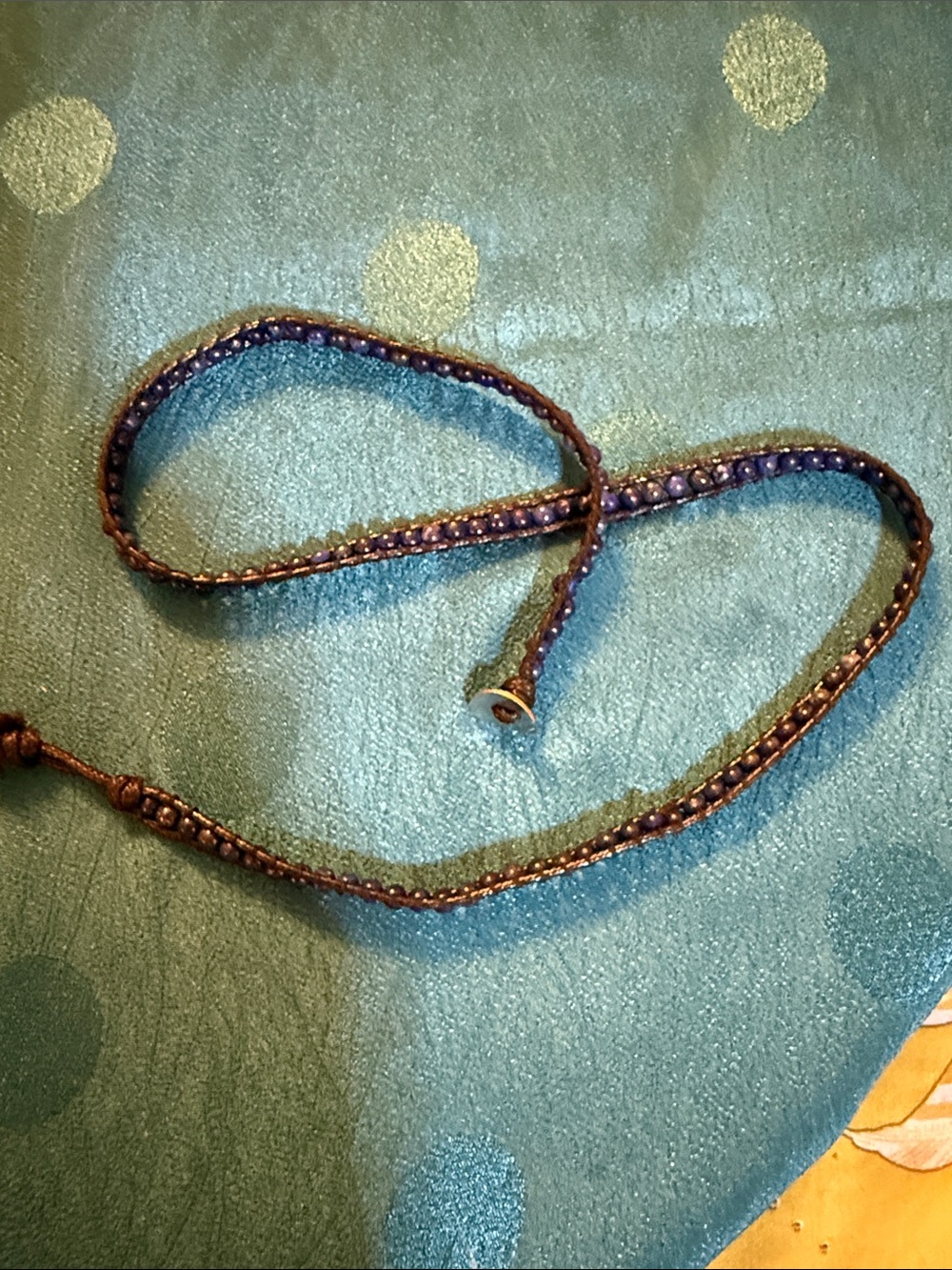 lapis Braided Beaded Leather Bracelet - Brown